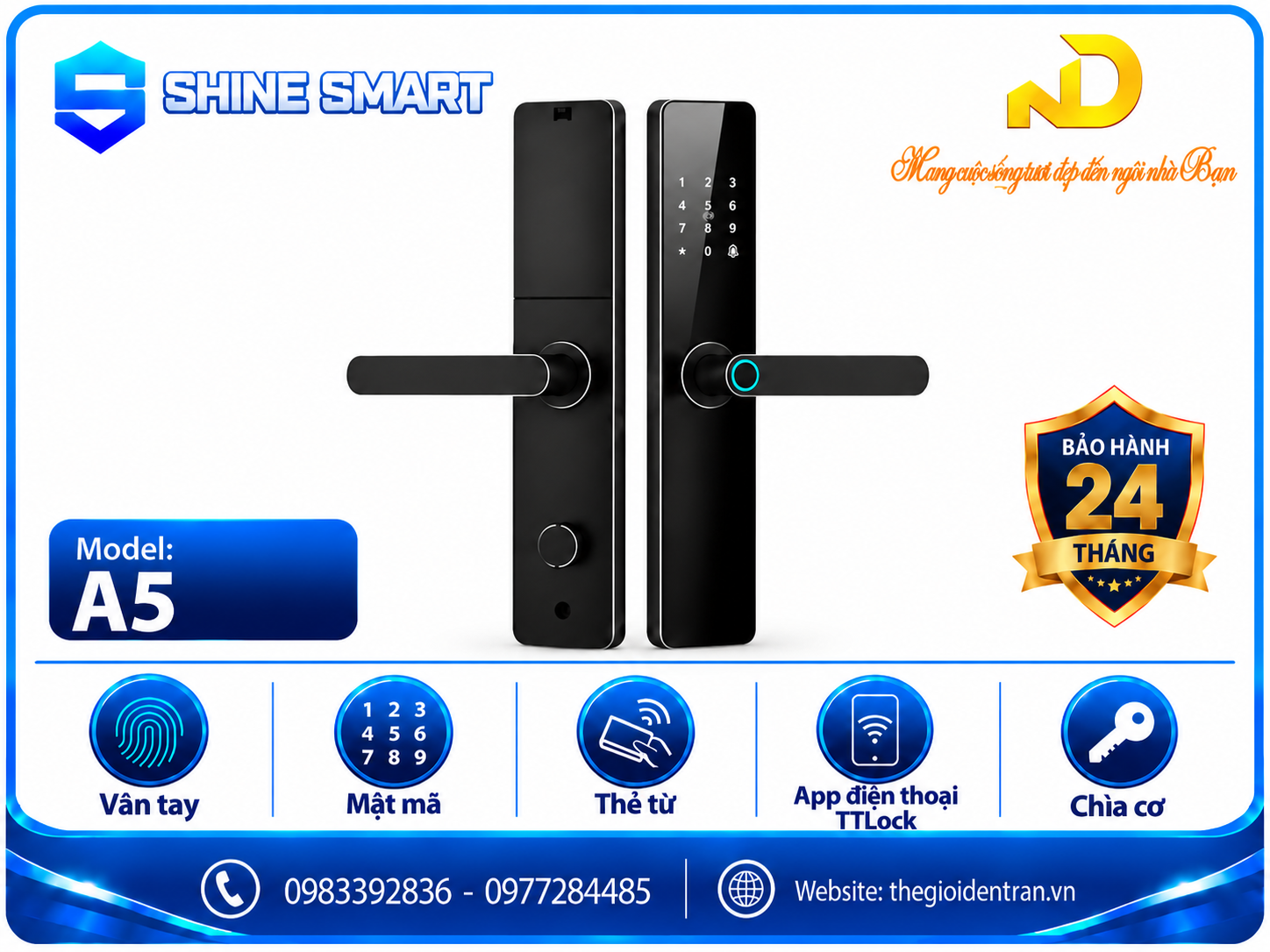 Khóa cửa thông minh Shinesmart A5 Luxury